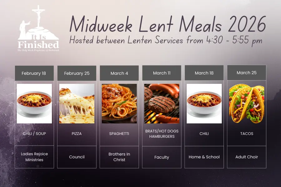 Lenten Meals 2026 Wednesdays in Lent 4:30-5:55 p.m.
