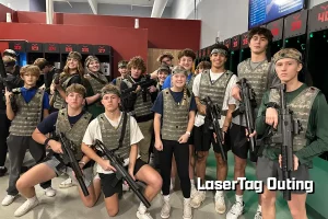 teen group at laser tag outing