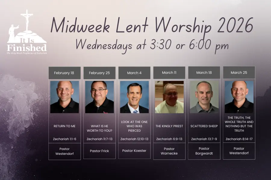 Midweek Lent Worship Wednesdays at 3:30 and 6pm